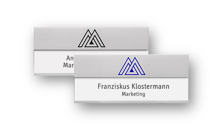 name badges with large area for lettering and engraving