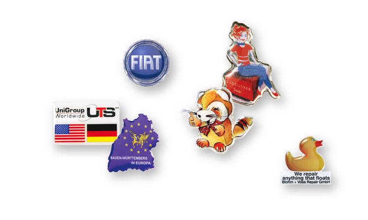 Pins mit Offsetdruck