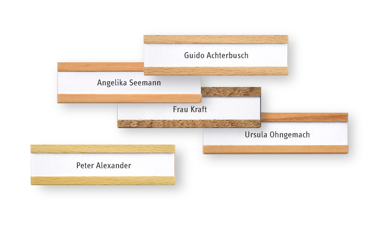Namensschilder aus heimischen Hölzern