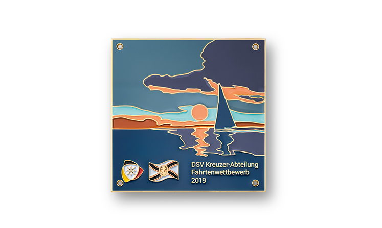 Metal badges with color lining for DSV sailing competitions