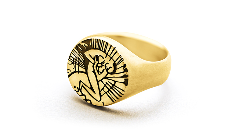 Golden Signet Ring with Engraving, Franz Marc