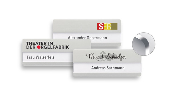 Name badges with rounded corners