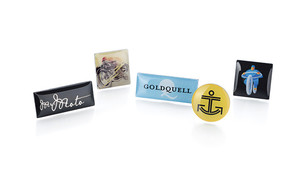 Pin badges with digital printing & clear enamel