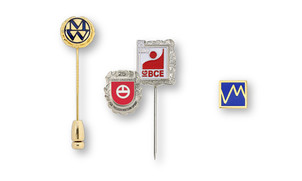 Lapel pins made of precious metals with enamel