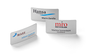 Name badges made of metal