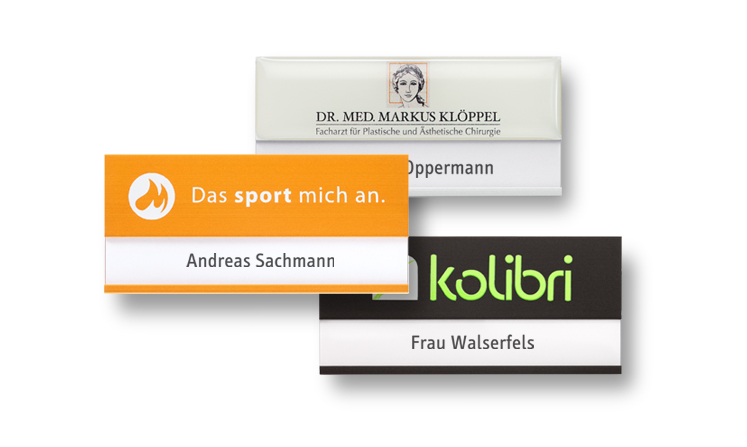 Name badges made of lightweight aluminum