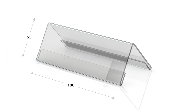 Desk plate, roof shape, 180 x 61 mm