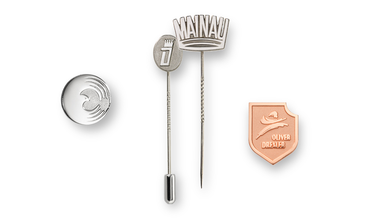 lapel pins in matt and shine embossing