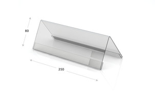 Tischaufsteller Acryl, Dachform 250 x 80