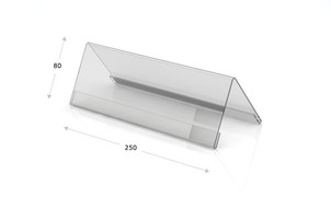 Acrylic desk plate, roof shape, 250 x 80 mm