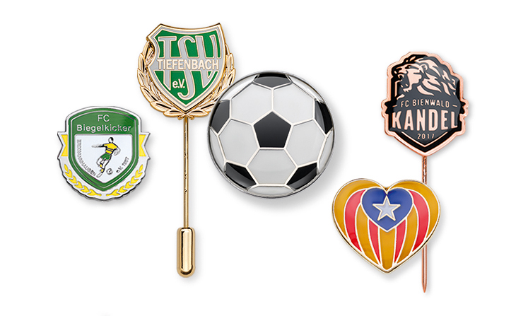 Pin badges, club badges, award pins for football clubs