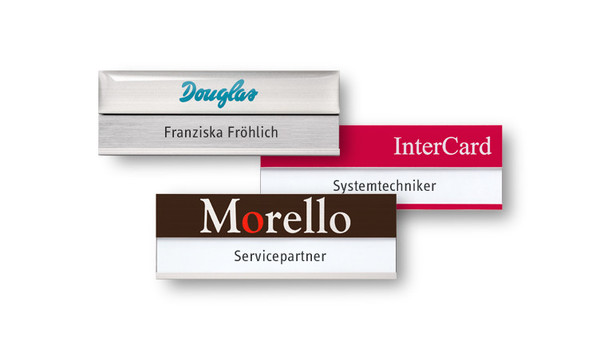 Name badges made of pure aluminium