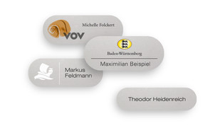 Namensschilder mit großem Radius