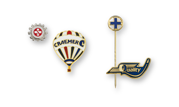 lapel badges and pin badges fire-enamelled