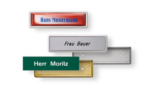 Name badge with plastic insert