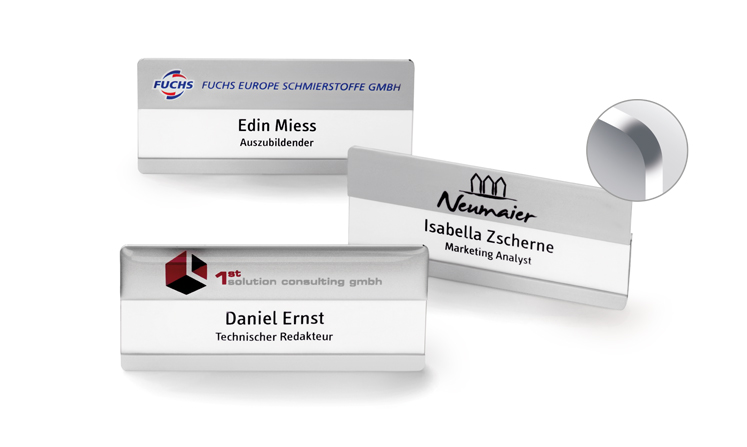 Name badges with rounded corners