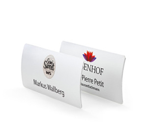 Name badges with logo and names