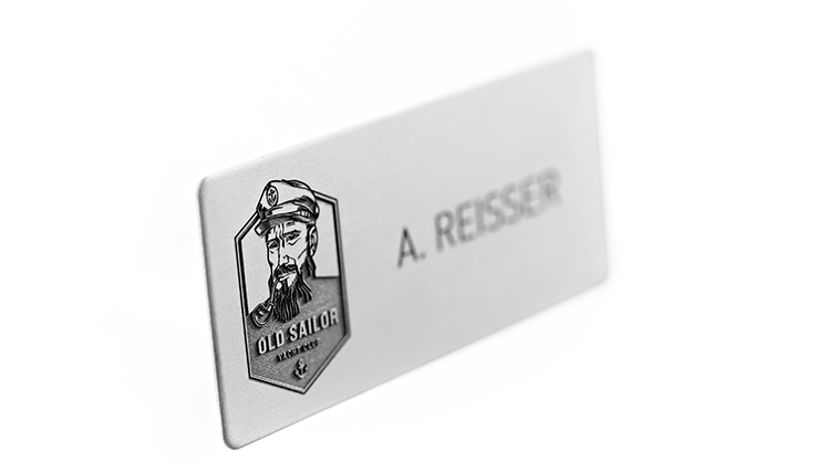 aluminium name badges with rounded corners and engraving