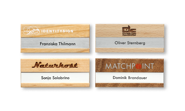 Wood name badges