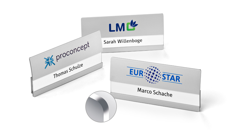 Elegantly Curved Light Alloy Name Badges - B.H. Mayer's IdentitySign GmbH -  IdentitySign