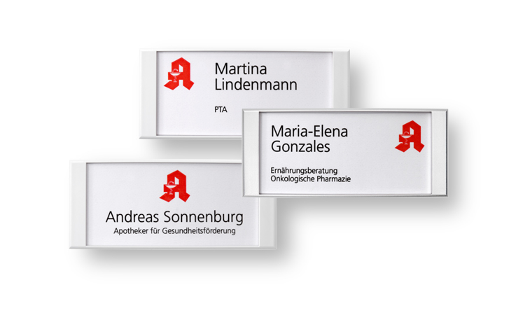 Pharmacy name badges with paper inserts