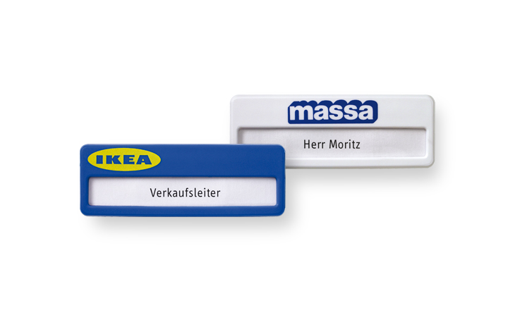 Plastic name badges with print