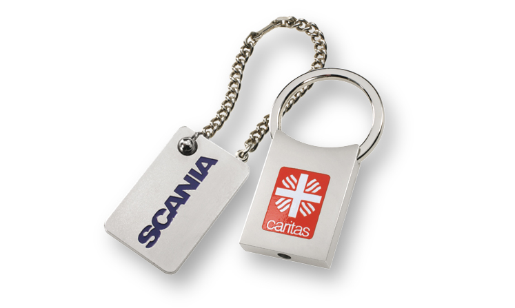 Key rings in standard version with logo