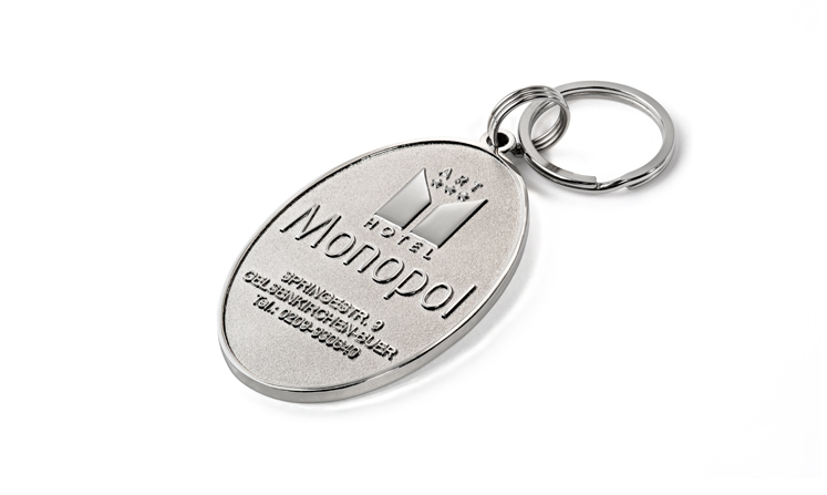 Key ring with matt and shine surface