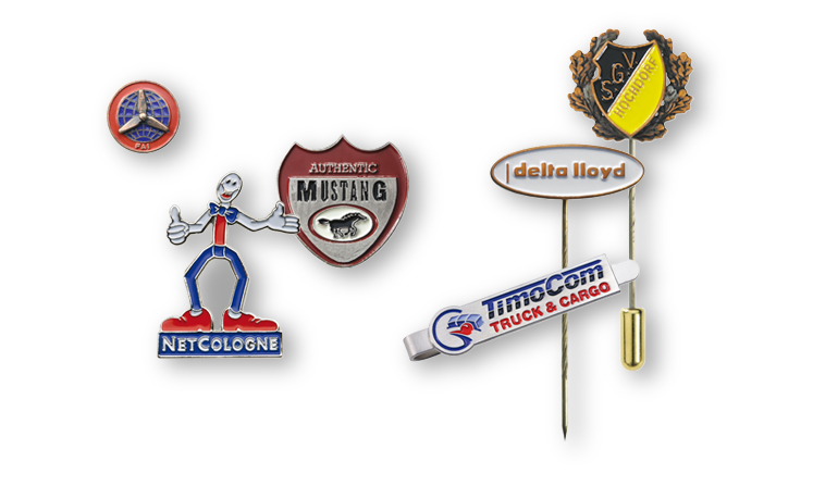 Lapel pins and pin badges with color lining