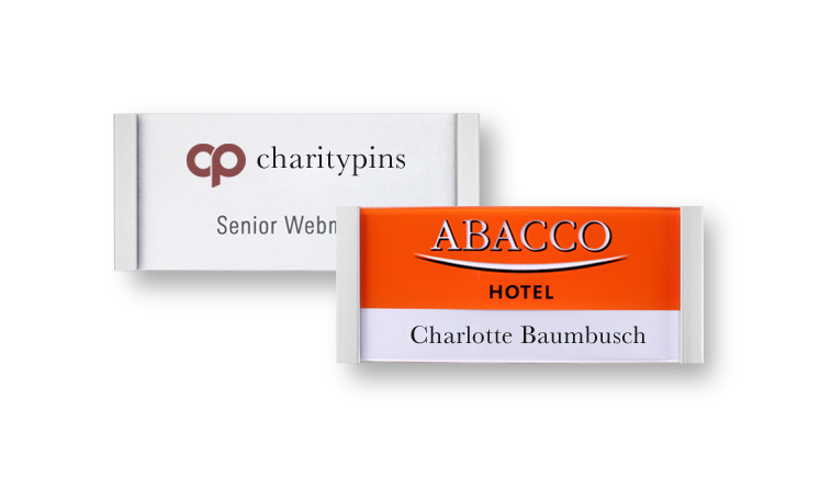 Print/write-on name badges made of aluminium