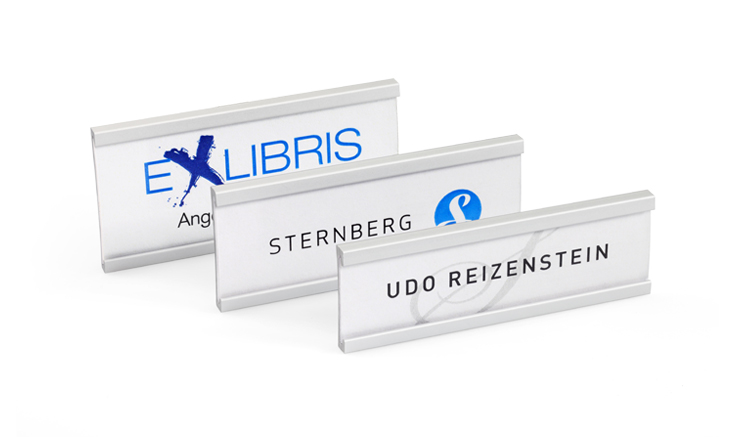 Aluminium name badges to print/write-on