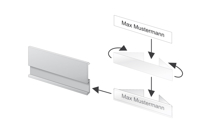 Istruzioni di montaggio per targhette portanome in alluminio 			con inserimento laterale dei cartoncini