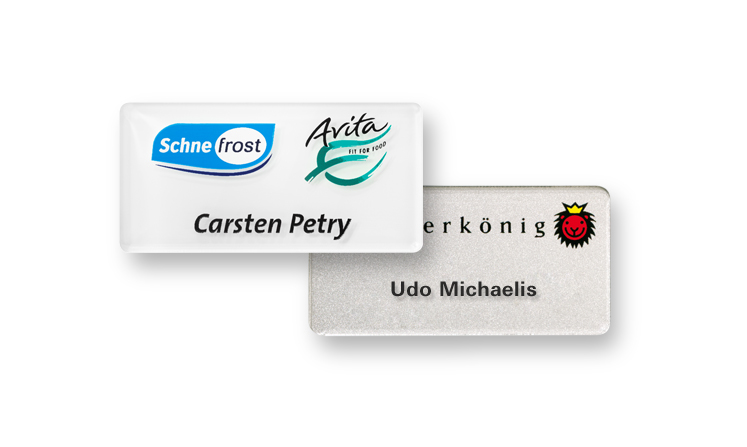 Name badges made of high quality acrylic glass