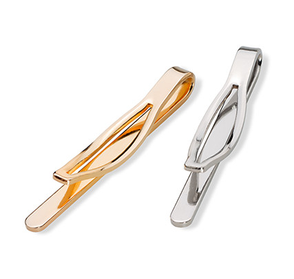 Jewellery & key rings: tie clips in gold or silver with split back